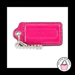 2.5" Large COACH Pink PATENT LEATHER Nickel Key Fob Bag Charm Keychain Hang Tag